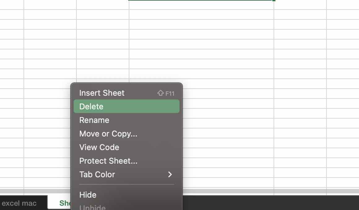 Delete a Sheet on Excel on Mac